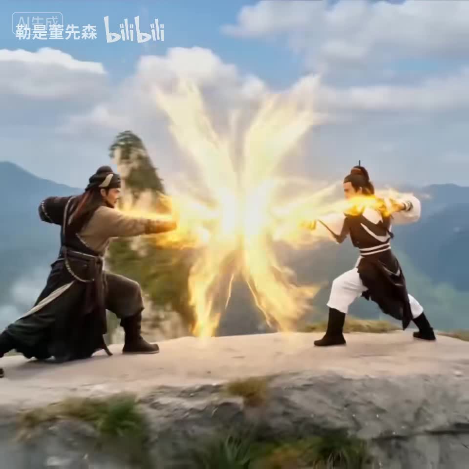 18 Dragon-Subduing Palms Duel - Guo Jing vs. Xiao Feng (AI Wuxia)